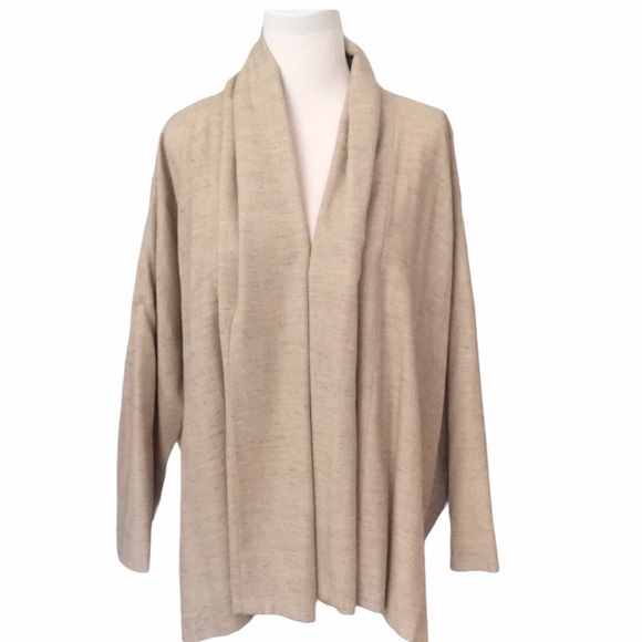 NWT ESKANDAR  cashmere silk shawl collar open cardigan - Picture 1 of 13